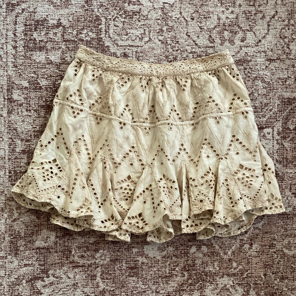 Free People Cream Eyelet Mini Skirt